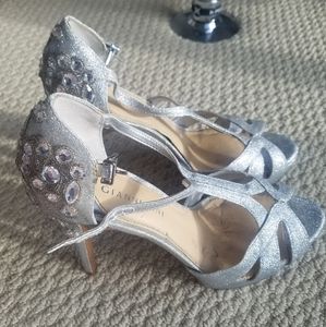 Sparkly Silver Beaded Heels
